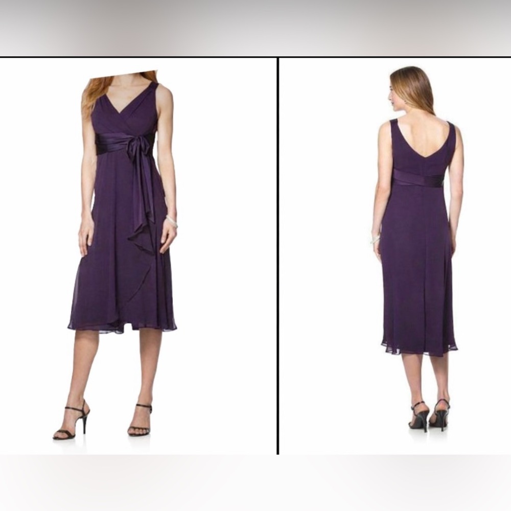 Chaps Ralph Lauren Dress 10 Purple Faux Silk A Line Party Cruise Wedding NWT NEW